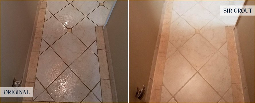 Floor Before and After an Excellent Grout Cleaning in Howell, NJ