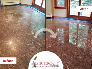 Before and After Picture of a Tile Floor Stone Polishing Service in Manasquan, New Jersey