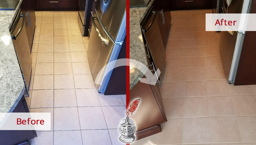 Before and After Picture of a Kitchen Floor Tile and Grout Cleaners in Manchester Township, New Jersey