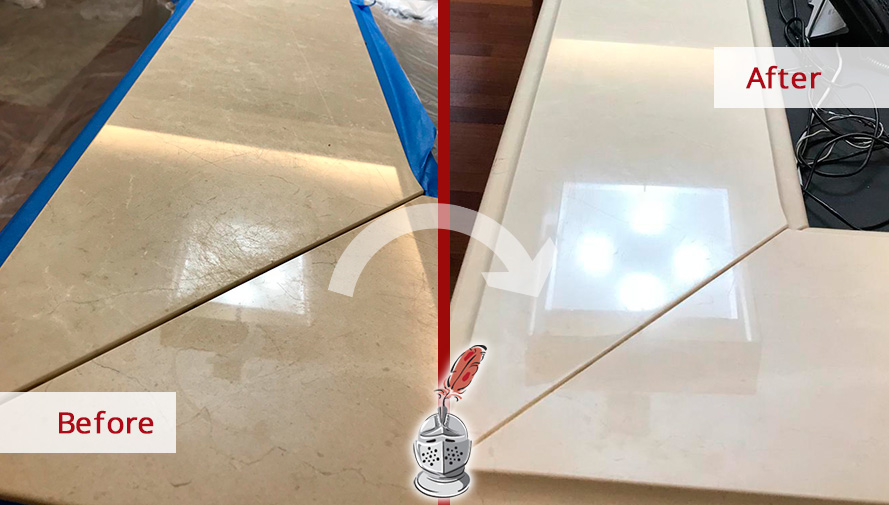 Before and After Picture of a Travertine Stone Honing Service in Princeton, New Jersey