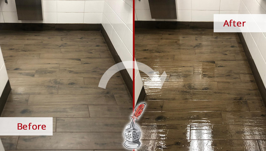 Restroom Before and After a Tile Cleaning Service in Middletown, NJ
