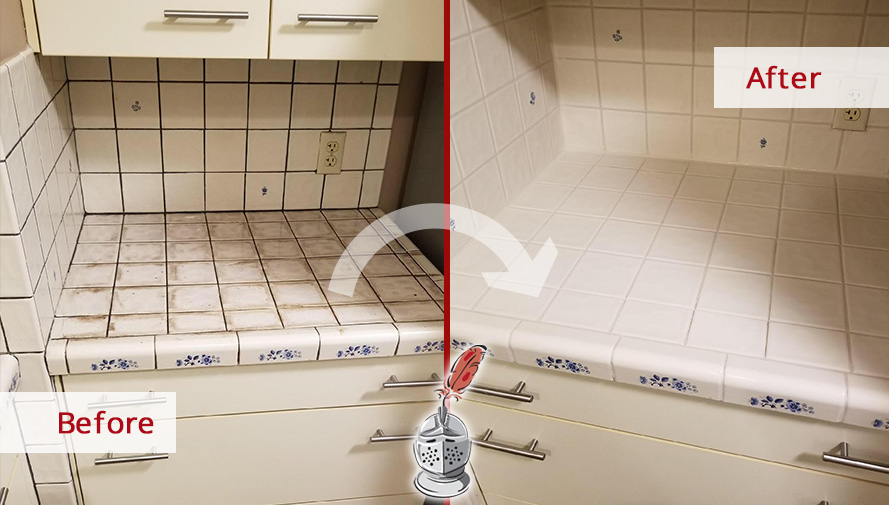 Kitchen Before and After a Grout Cleaning in Elmer, NJ