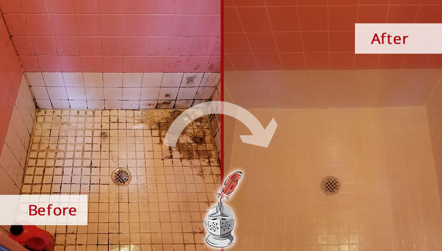 Before and After Picture of a Bathroom Hard Surface Restoration Service in Moorestown, NJ