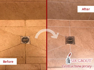 Before and After Grout Cleaning and Sealing Shower in Ewing, NJ