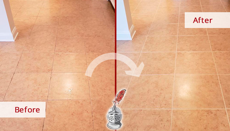 Ceramic Floor Before and After Grout Cleaning Service in Belford
