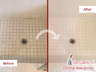 Before and After Our Grout Sealing in Stafford, NJ