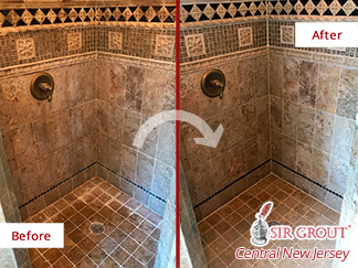 Before and After Our Shower Hard Surface Restoration Services in Beachwood, NJ