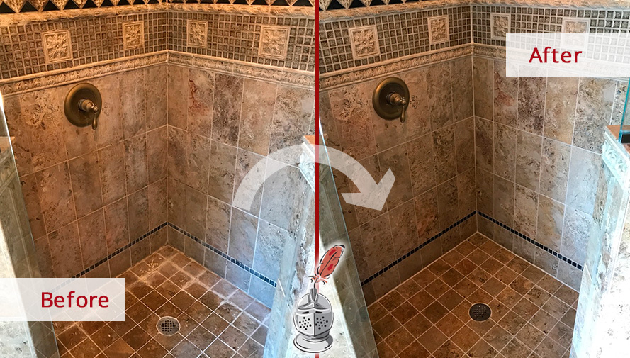 Before and After Our Shower Hard Surface Restoration Services in Beachwood, NJ