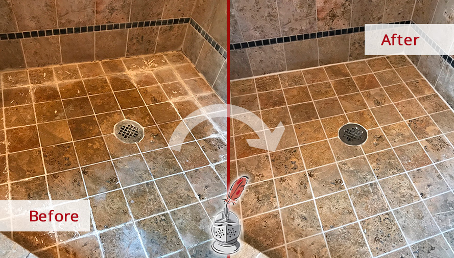 Before and After Our Tile Shower Hard Surface Restoration Services in Beachwood, NJ