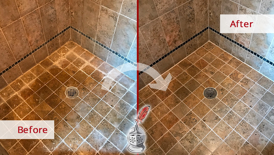 Before and After Our Tile Floor Shower Hard Surface Restoration Services in Beachwood, NJ