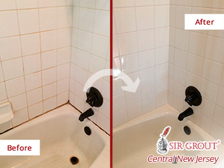 Before and After Our Shower Hard Surface Restoration Services in Allenwood, NJ