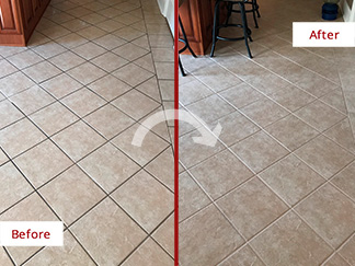 Before and After Tile Floor Grout Cleaning in Hamilton, NJ