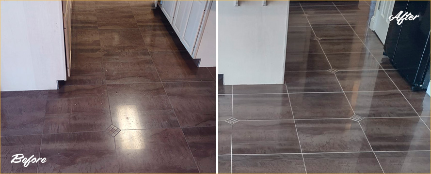Floor Before and After Our Hard Surface Restoration Services in Manalapan, NJ