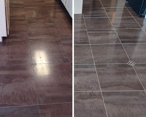 Floor Before and After Our Outstanding Hard Surface Restoration Services in Manalapan, NJ
