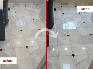Floor Before and After Stone Polishing in Evesham, NJ