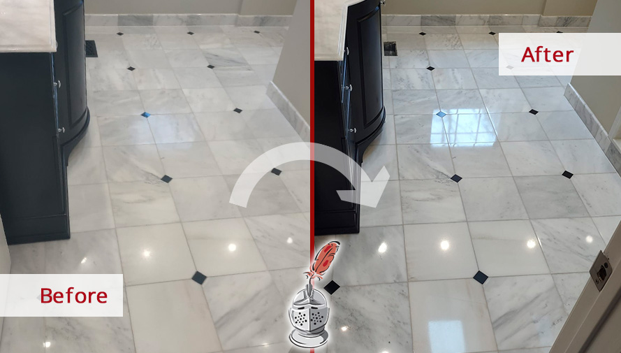 Floor Before and After Stone Polishing in Evesham, NJ