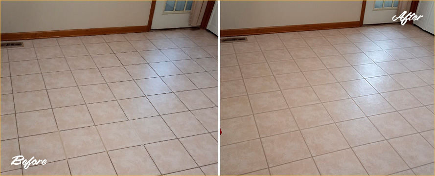 Floor Before and After a Superb Grout Sealing in Point Pleasant, NJ
