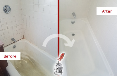 Sir Grout Caulked this Bathroom Shower to Prevent Water Damage Before and After Picture of a Tub Caulking Service