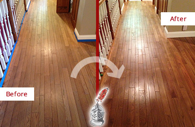 Sir Grout Restored This Worn Out Sea Girt Wood Floor with a Deep Cleaning Service Before and After Picture of a Sea Girt Wood Deep Cleaning Service on a Worn Out Floor